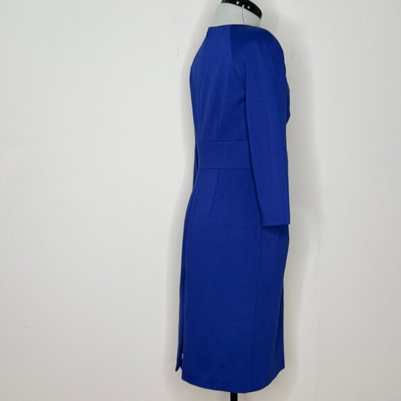 Tahari Royal Blue Sheath Dress with Buckle Waist & 3/4 Sleeve - Size 4 - Picture 3 of 8